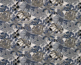Linen Tencel Blend Flowers Denim (Lyocell)
