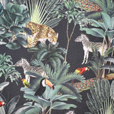 Outdoor Fabrics Royal Palm on Charcoal Grey (PU Coated)