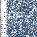 Cotton Poplin Subtle White Floral on Delph Blue