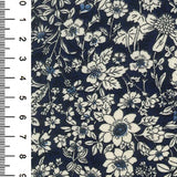 Cotton Poplin Subtle White Floral on Navy Blue