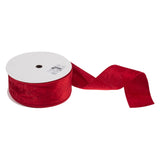 Ribbon 63mm Wire Edged Velvet Embossed Red