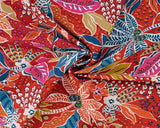 Viscose Slub Floral Red