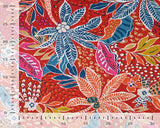 Viscose Slub Floral Red