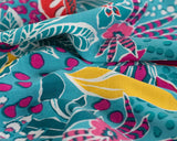REMNANT Viscose Slub Floral Blue (145cm wide x 200cm)