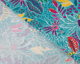 REMNANT Viscose Slub Floral Blue (145cm wide x 200cm)