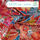 Viscose Slub Floral Red