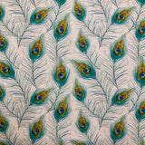 Cotton Blend (Panama Canvas) Peacock Feathers
