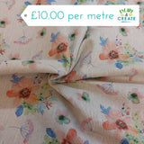 Cotton (Panama Canvas) Botanical Flowers