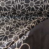 Cotton Embroidery in Daisies on Black