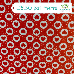 Cotton Poplin Love Hearts Red