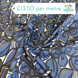 Cotton Lawn (Pima) Cobalt & Black Floral