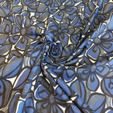 Cotton Lawn (Pima) Cobalt & Black Floral