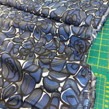 Cotton Lawn (Pima) Cobalt & Black Floral