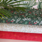 Craft Cotton Co Christmas Holly in Red/Metallic