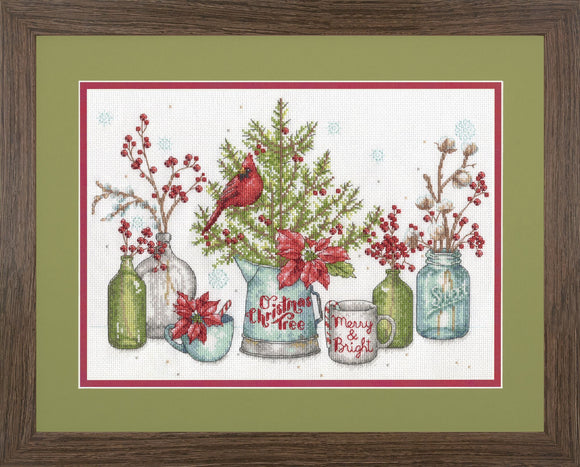 Cross Stitch Kit (Counted) -  Christmas Birds & Berries