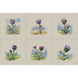 Panel (Linen Look Cotton Rich) Purple Thistles (66)