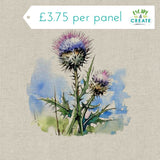 Panel (Linen Look Cotton Rich) Purple Thistles (66)