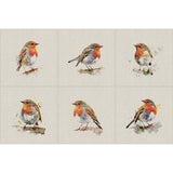 Panel (Linen Look Cotton Rich) Watercolour Cheeky Robins (68)