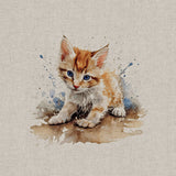 Panel (Linen Look Cotton Rich) Puddle Kittens (67)