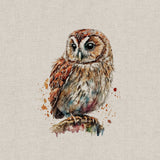 Panel (Linen Look Cotton Rich) Watercolour Owls (65)