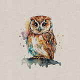 Panel (Linen Look Cotton Rich) Watercolour Owls (65)