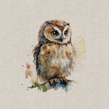 Panel (Linen Look Cotton Rich) Watercolour Owls (65)