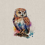 Panel (Linen Look Cotton Rich) Watercolour Owls (65)