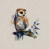 Panel (Linen Look Cotton Rich) Watercolour Owls (65)
