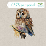 Panel (Linen Look Cotton Rich) Watercolour Owls (65)