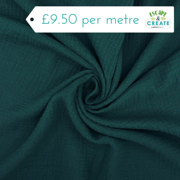 Double Gauze in Plain Teal (100% Cotton)