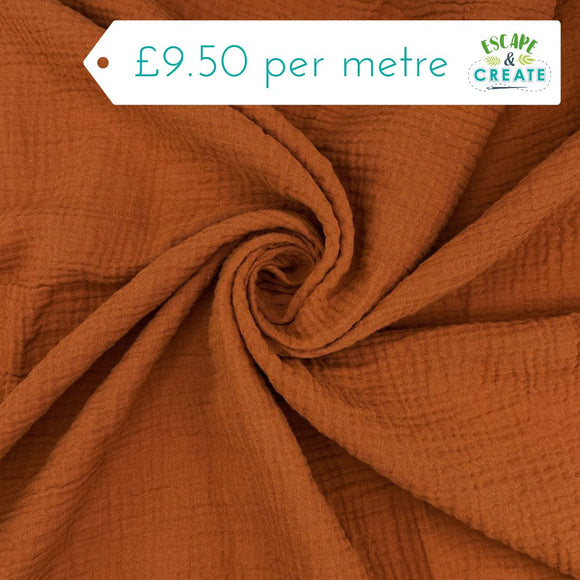 Double Gauze in Plain Terracotta (100% Cotton)