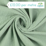 Double Gauze Dobby in Plain Soft Green 100% Cotton