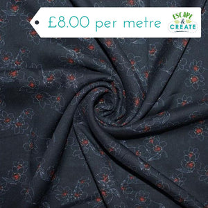 Viscose Dreamy Floral Navy/Red