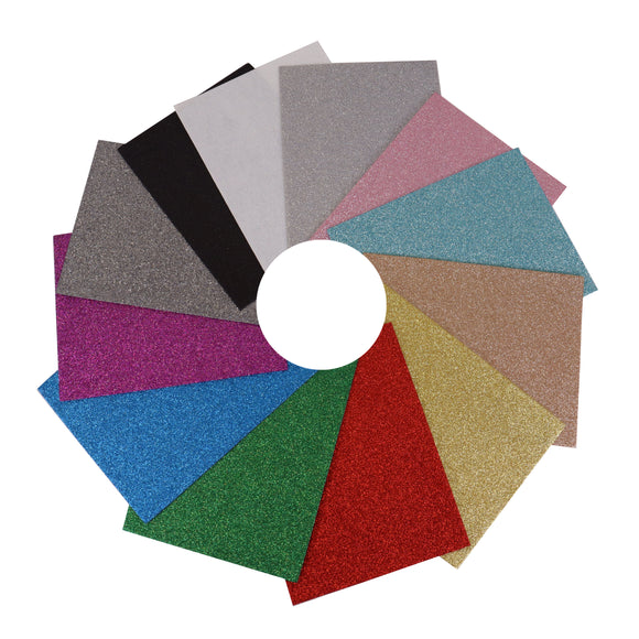 Glitter Felt Sheets 30cm x 23cm Assorted Colours (pack of 12)