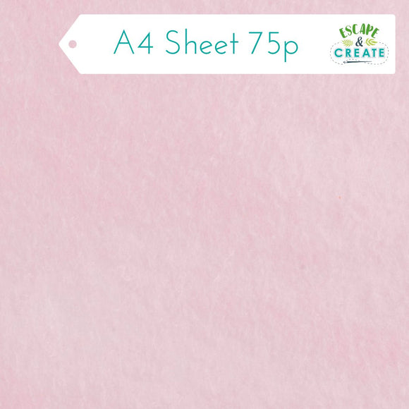 Felt A4 Sheet in Baby Pink 22.5cm x 30cm (9