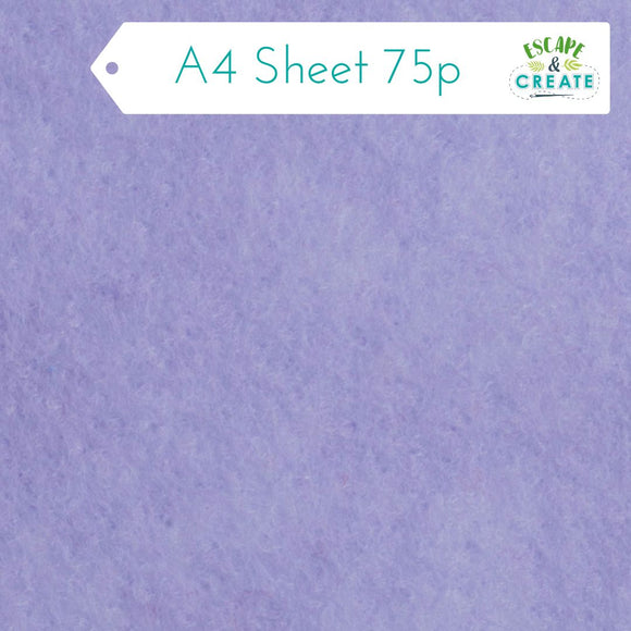 Felt A4 Sheet in Lavender 22.5cm x 30cm (9