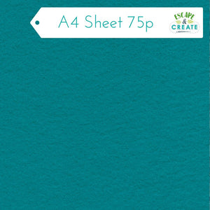 Felt A4 Sheet in Teal 22.5cm x 30cm (9" x 12")