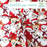 French Terry in Festive Christmas Santa & Snowmen (Brushed)