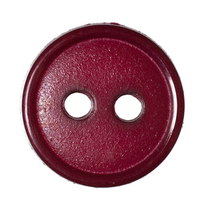 Button 11mm Round, Flat Top Narrow Rim 2-Hole in Burgundy