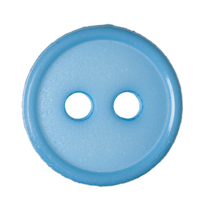 Button 11mm Round, Flat Top Narrow Rim 2-Hole in Pale Blue