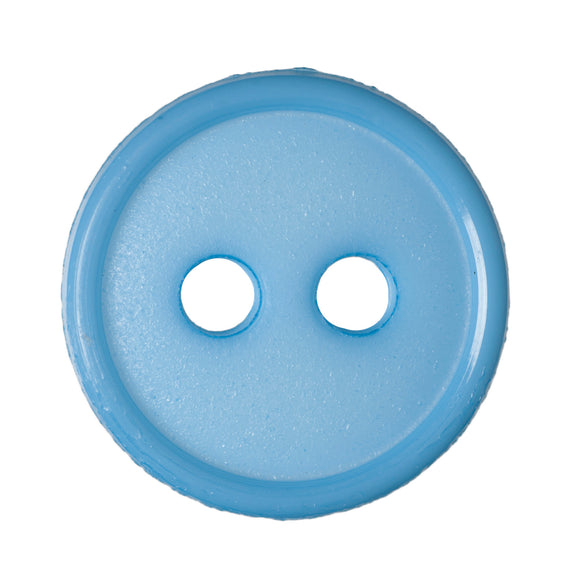 Button 11mm Round, Flat Top Narrow Rim 2-Hole in Pale Blue