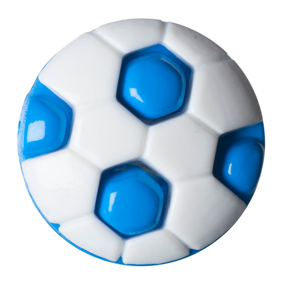 Button 13mm Round, Football Blue & White