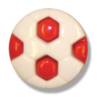 Button 13mm Round, Football Red & White