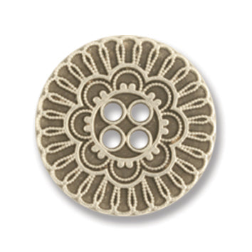 Button 23mm Round, Metal 4 Hole Flower Silver