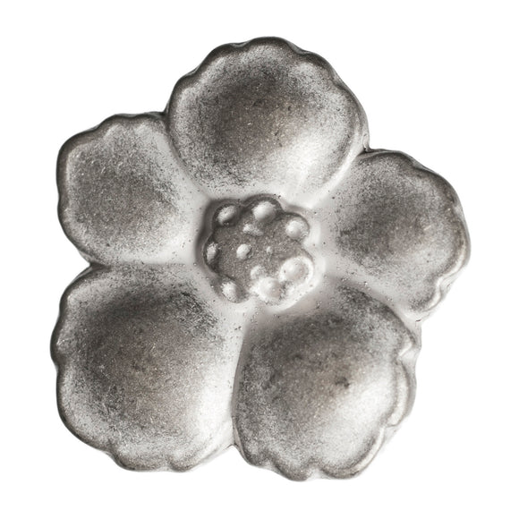 Button 15mm Metal Flower in Antique Silver