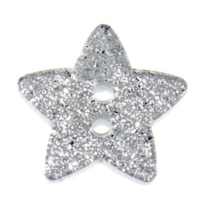 Button 18mm Star Glitter Silver