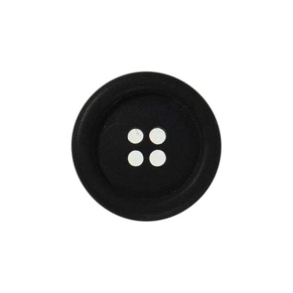 Button 15mm Round 4 Hole Recycled Paper Black Horn (Hand Wash Only)