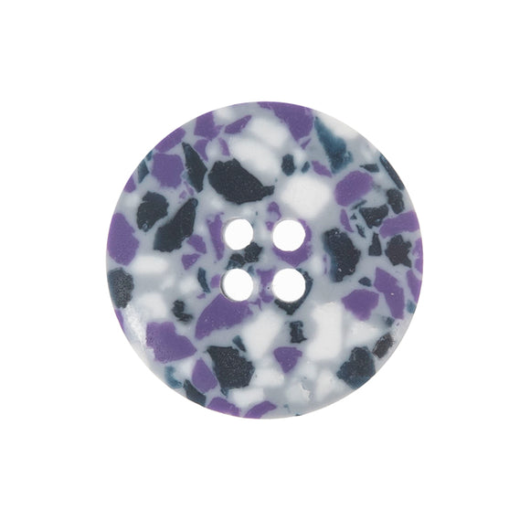 Button 18mm Round 4 Hole Recycled Plastic Matt Purple