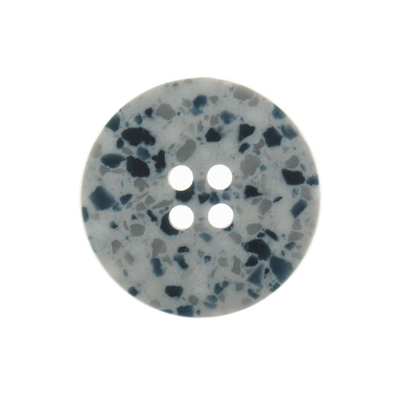 Button 18mm Round 4 Hole Recycled Plastic Matt Silver Grey