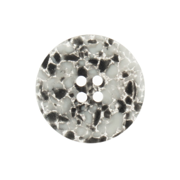 Button 18mm Round 4 Hole Recycled Plastic Matt Black/White
